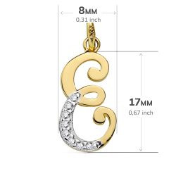 18K Colgante Oro Bicolor Letra E Circonita 17X8 Mm
