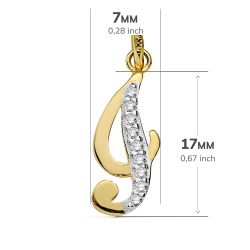 18K Colgante Oro Bicolor Letra I Circonita 17X7 Mm