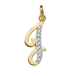 18K Colgante Oro Bicolor Letra J Circonita 18X7 Mm