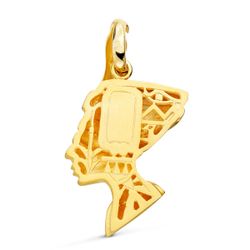 18K Colgante Oro Bicolor Nefertiti Perfil En Brillo 30X26 Mm