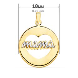 18K Colgante Oro Bicolor Redondo Corazon Calado 18 Mm