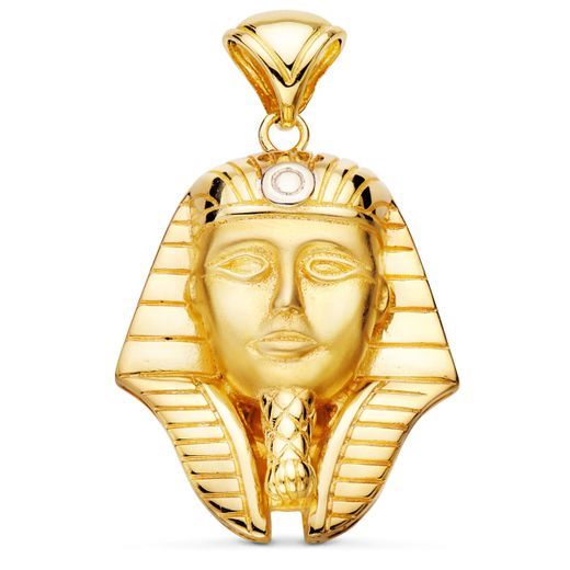 18K Colgante Oro Bicolor Tutankamon Brillo 32X28 Mm