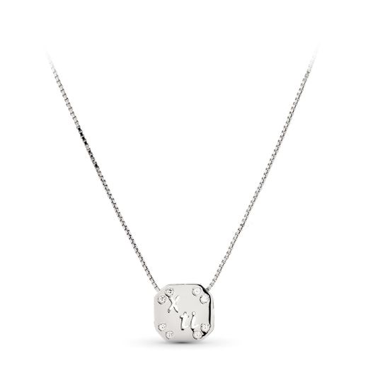 18K Colgante Oro Blanco Amor Con Circonitas