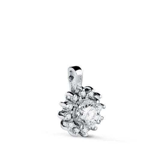18K Colgante Oro Blanco Cuajo Con 13 Diamantes 0,670 Qts. Vs2-G. Medida: 13 X 9,5 Mm