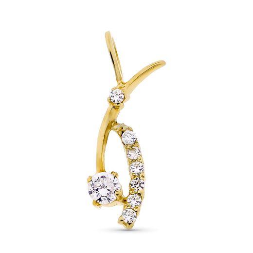 18K Colgante Oro Blanco Juego Novia Circonita 15X8 Mm
