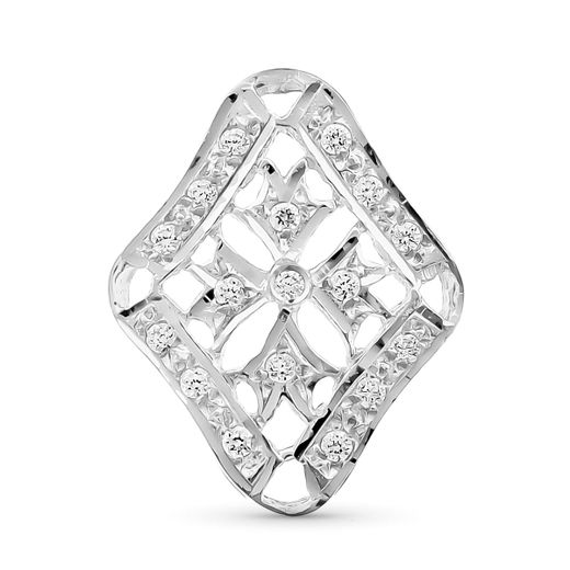 18K Colgante Oro Blanco Rombo Circonita Oro Blanco