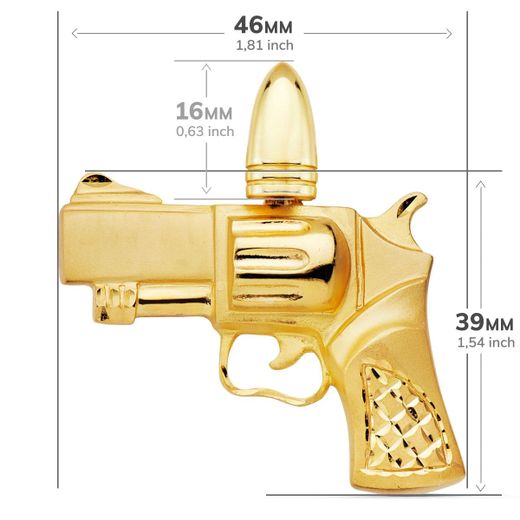 18K Colgante Pistola Oro Amarillo 46X39 Mm