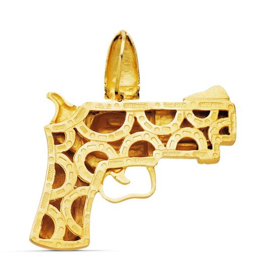 18K Colgante Pistola Oro Amarillo 46X39 Mm