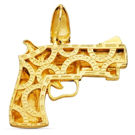 18K Colgante Pistola Oro Amarillo 55X42 Mm