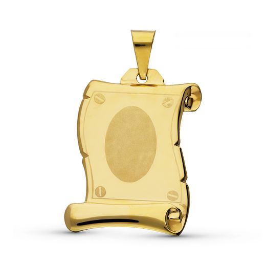 18K Colgante Placa Chapa Oro Amarillo Colgante Pergamino 28X20 Mm