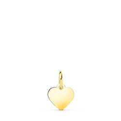 18K Colgante Placa Chapa Oro Amarillo Corazon Liso En Brillo 8X8 Mm