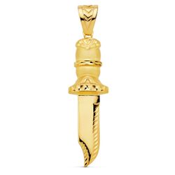 18K Colgante Puñal Tallado Oro Amarillo 2X18 Mm