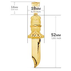 18K Colgante Puñal Tallado Oro Amarillo 2X18 Mm