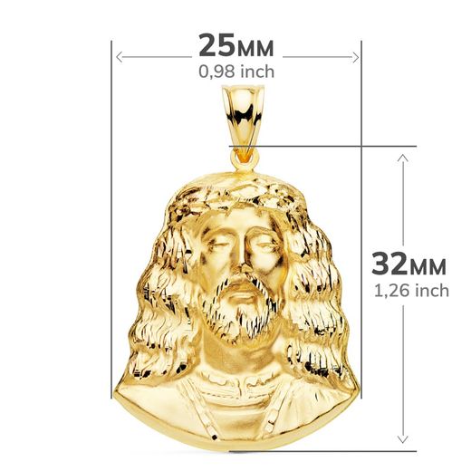 18K Colgante Rostro Cristo De Medinaceli Oro Amarillo. 32 X 25 Mm