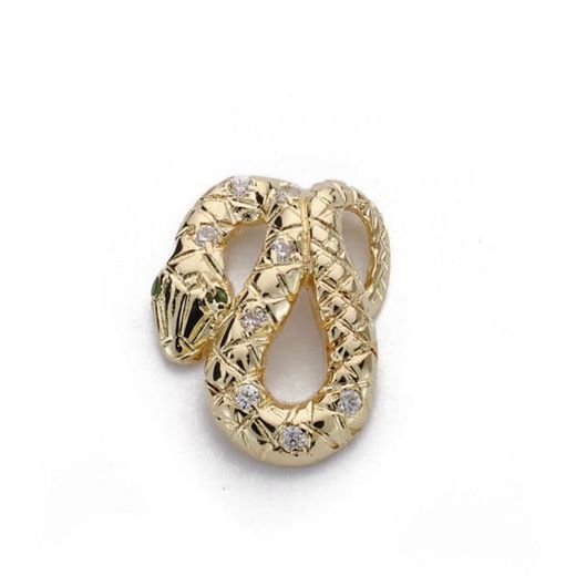 18K Colgante Serpiente Circonita Oro Amarillo 15X12 M