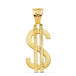 18K Colgante Simbolo Dolar Oro Amarillo. 41 X 21 Mm