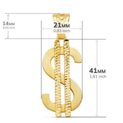 18K Colgante Simbolo Dolar Oro Amarillo. 41 X 21 Mm