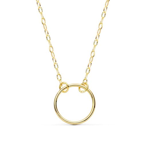 18K Collar Oro Amarillo Aro 13 Mm Largo 42Cm