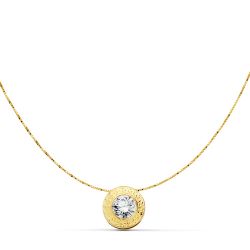 18K Collar Oro Amarillo Con Circonita 6.5 Mm Greca Y Cadena 42Cm