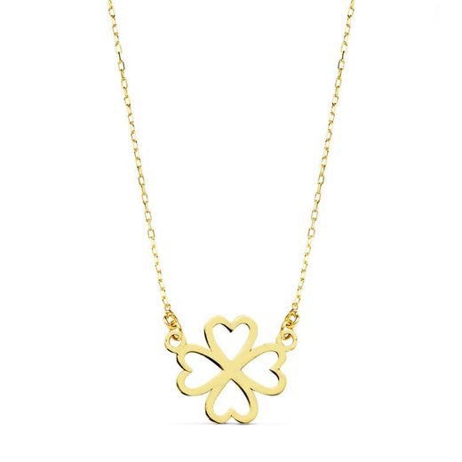 18K Collar Oro Amarillo Corazones 12 Mm 45Cm