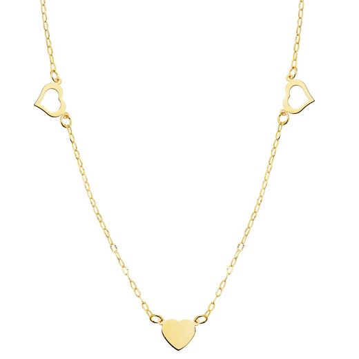 18K Collar Oro Amarillo Corazones 7X6 Mm 40Cm