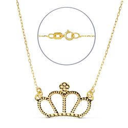 18K Collar Oro Amarillo Corona 12X8 Mm 45Cm