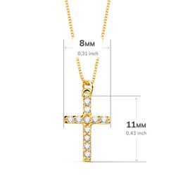 18K Collar Oro Amarillo Cruz 11X8 Mm 11 Diamantes 0,090 Qt. Cadena Veneciana 45Cm G-Vs2