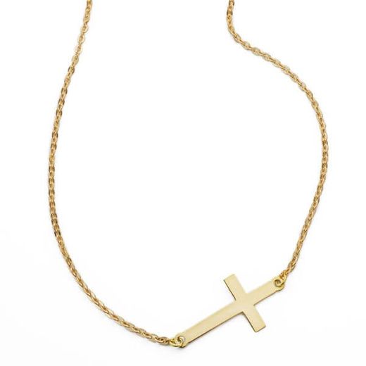 18K Collar Oro Amarillo Cruz 24X12 Mm42Cm