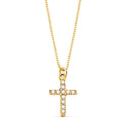 18K Collar Oro Amarillo Cruz 8.5X 6.5Mm11 Diamantes 0,050 Qt.Cadena Veneciana 45Cm G-Vs2