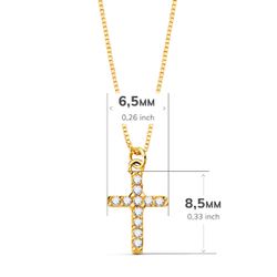 18K Collar Oro Amarillo Cruz 8.5X 6.5Mm11 Diamantes 0,050 Qt.Cadena Veneciana 45Cm G-Vs2