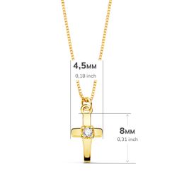 18K Collar Oro Amarillo Cruz 8X4.5Mm1 Diamante 0,015Qt. Cadena Veneciana 45Cm G-Vs2