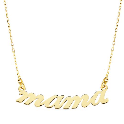18K Collar Oro Amarillo Mama 31 Mm Cadena 45Cm