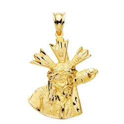 18K Cristo Gran Poder Silueta Oro Amarillo 28X24 Mm