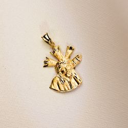 18K Cristo Gran Poder Silueta Oro Amarillo 28X24 Mm