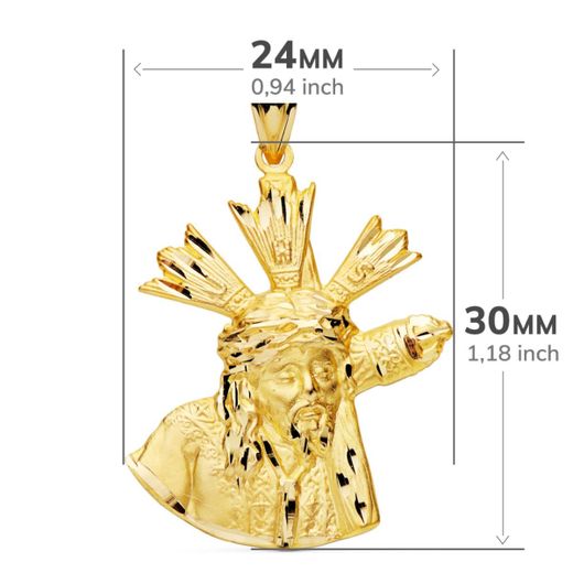 18K Cristo Gran Poder Silueta Oro Amarillo 28X24 Mm