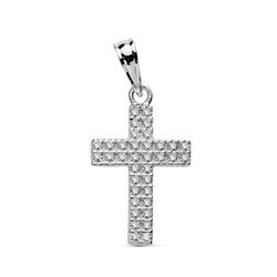 18K Cruz Circonita Oro Blanco 20X12 Mm