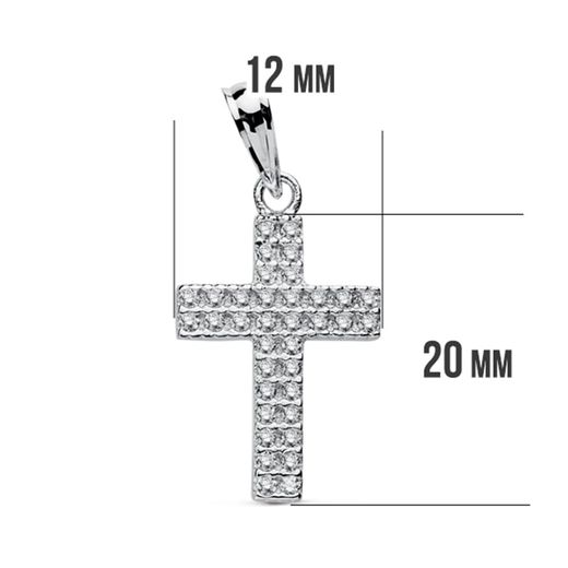 18K Cruz Circonita Oro Blanco 20X12 Mm