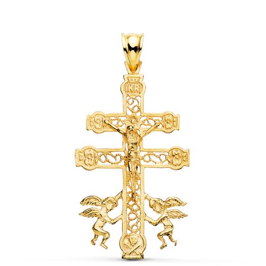 18K Cruz De Caravaca Oro Amarillo Calada 42X24 Mm