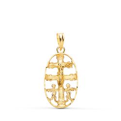 18K Cruz De Caravaca Oro Amarillo Cerco Oval Tallado 25 X 13 Mm