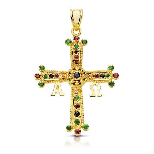 18K Cruz De Covadonga Amarillo Mediana 33X27 Mm