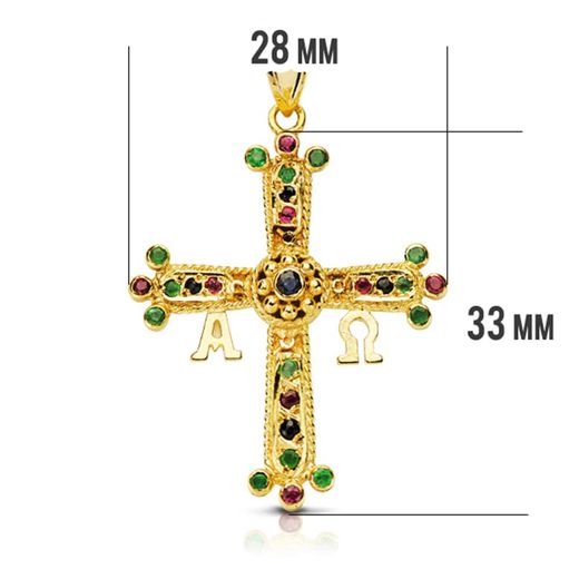 18K Cruz De Covadonga Amarillo Mediana 33X27 Mm