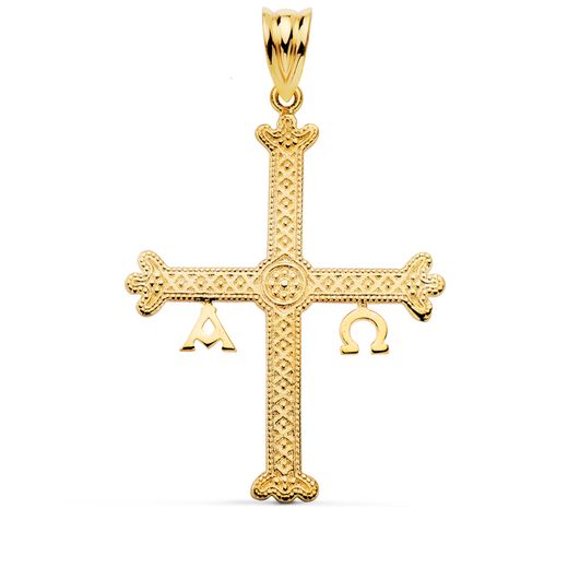 18K Cruz De Covadonga Oro Amarillo Detalles Relieve. 37 X 28 Mm