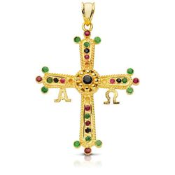18K Cruz De Covadonga Oro Amarillo Grande 40X34 Mm