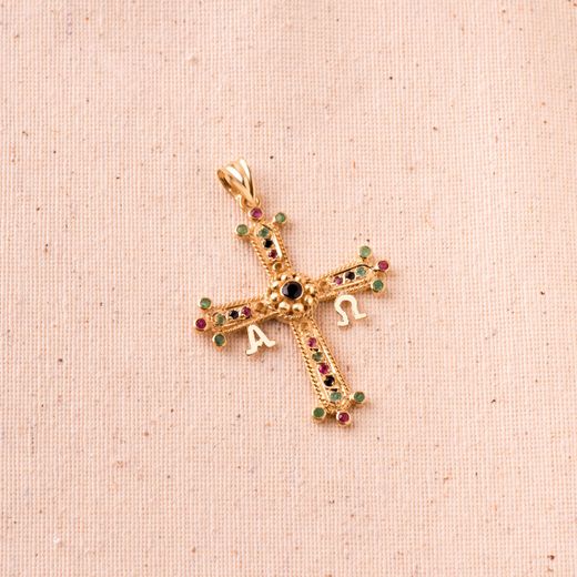 18K Cruz De Covadonga Oro Amarillo Grande 40X34 Mm