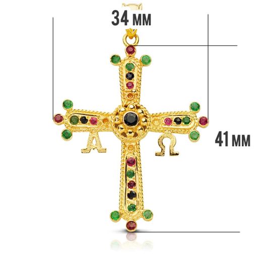 18K Cruz De Covadonga Oro Amarillo Grande 40X34 Mm
