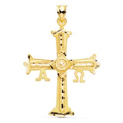 18K Cruz De Covadonga Oro Amarillo Tallada 41X31 Mm