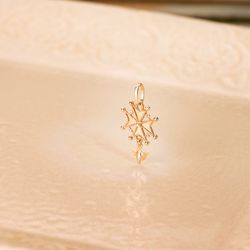 18K Cruz De Huguenotte Oro Amarillo Con Paloma. 23 X 15 Mm