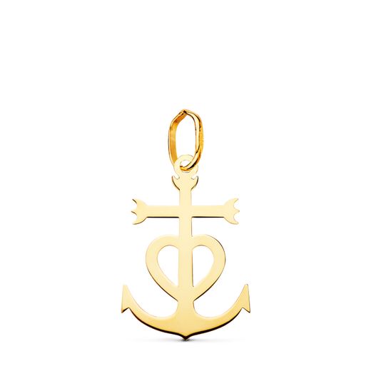 18K Cruz De La Camarga Oro Amarillo En Brillo. 17 X 12 Mm