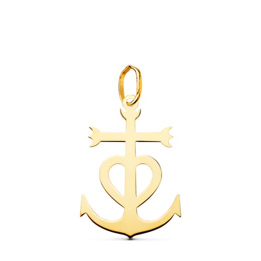 18K Cruz De La Camarga Oro Amarillo En Brillo. 22 X 15 Mm