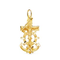 18K Cruz Marinera Oro Amarillo Con Cristo Tallada 35X20 Mm